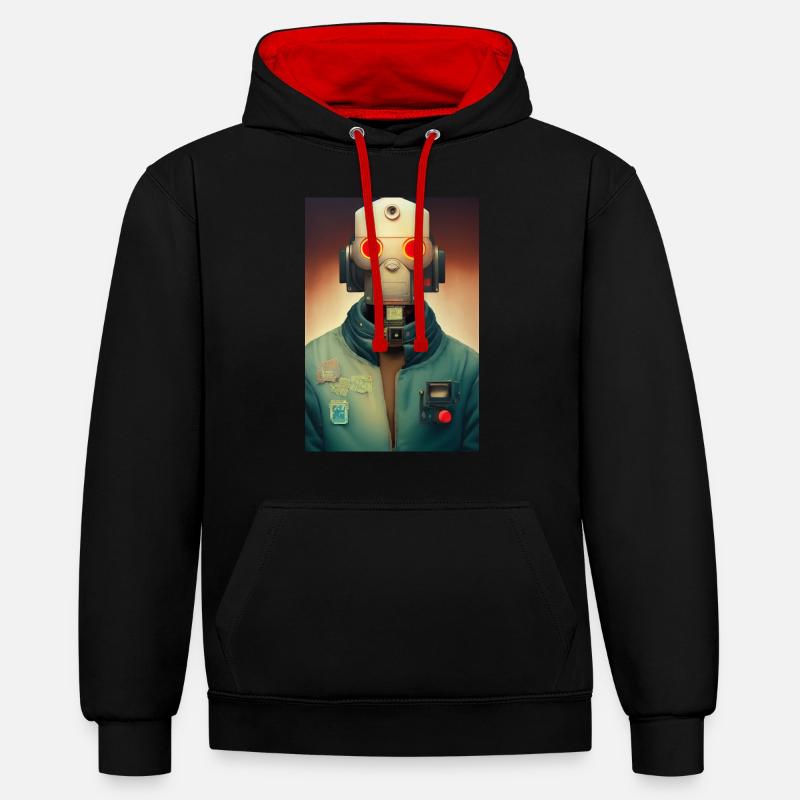 Astronaute Space Future - Sweat à capuche contrasté - noir/rouge