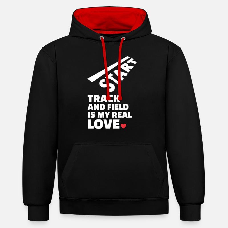 J’adore l’athlétisme - Sweat à capuche contrasté - noir/rouge