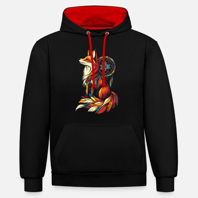 Attrape-rêves Fox - Sweat à capuche contrasté - noir/rouge