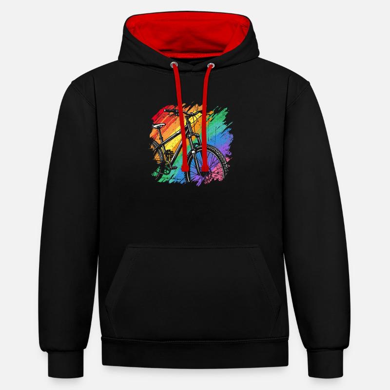 Impression d’art de vélo vibrant - Sweat à capuche contrasté - noir/rouge