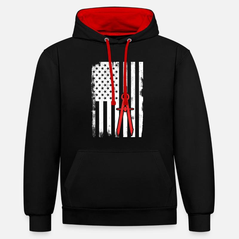 Architecture USA Drapeau - Sweat à capuche contrasté - noir/rouge