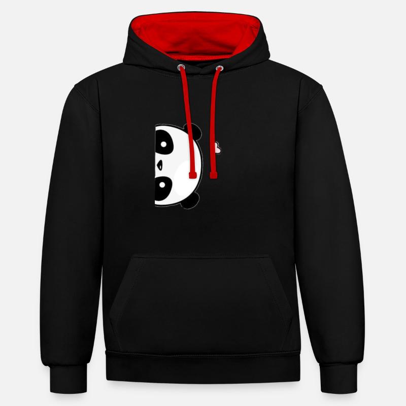 Amour mignon de panda - Sweat à capuche contrasté - noir/rouge