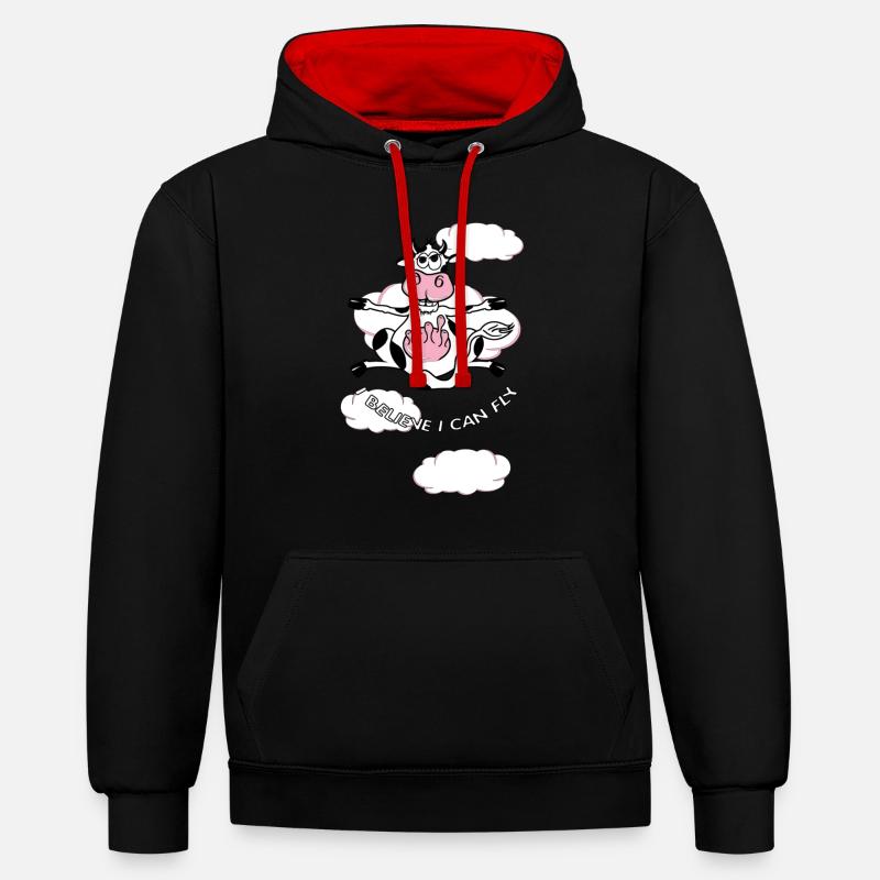 i believe i can fly - Sweat à capuche contrasté - noir/rouge