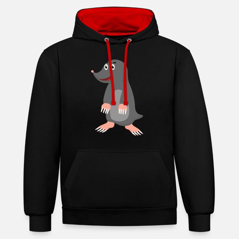 Môle - Sweat à capuche contrasté - noir/rouge