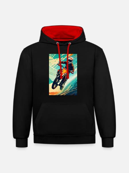 Motocross I - Contrast hoodie - black/red