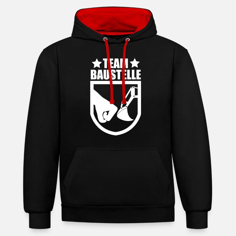 Bagger - Kontrast-Hoodie - Schwarz/Rot