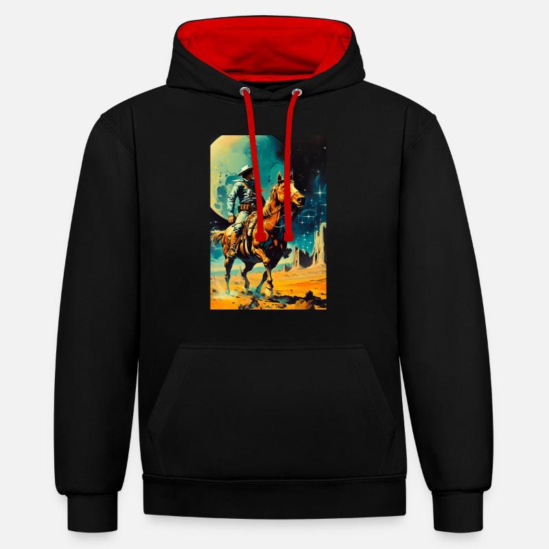 Le cowboy de l’espace - Sweat à capuche contrasté - noir/rouge