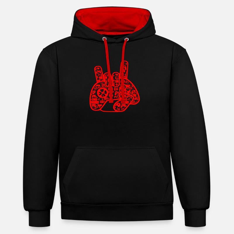 gamerr - Sweat à capuche contrasté - noir/rouge