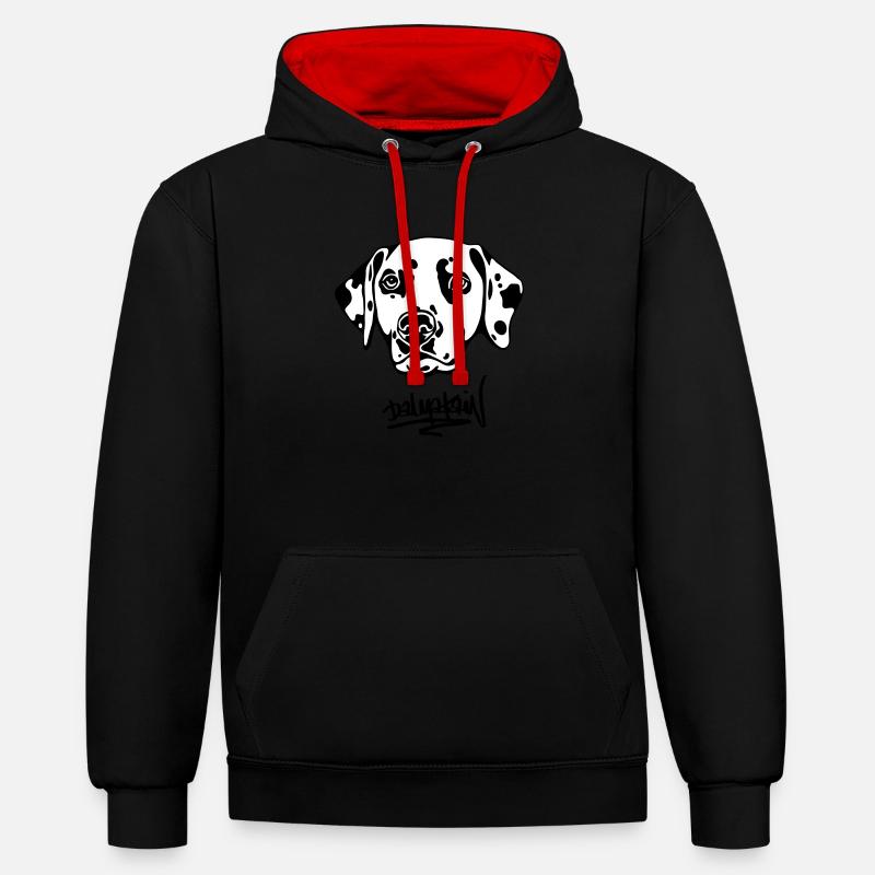 DALMATAINwhitehead text - Sweat à capuche contrasté - noir/rouge