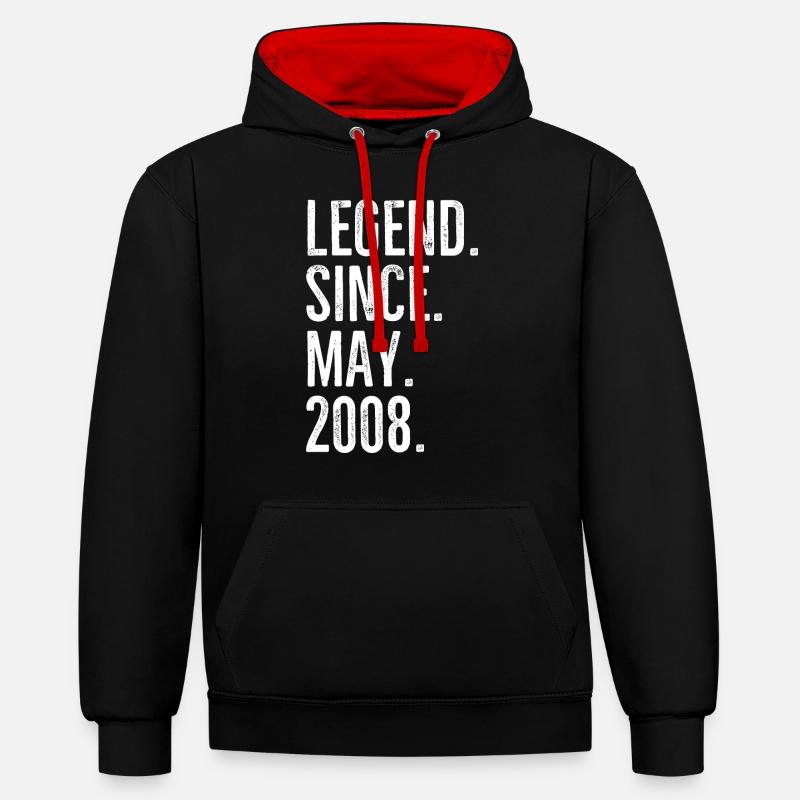 Légende depuis mai 2008 - Sweat à capuche contrasté - noir/rouge
