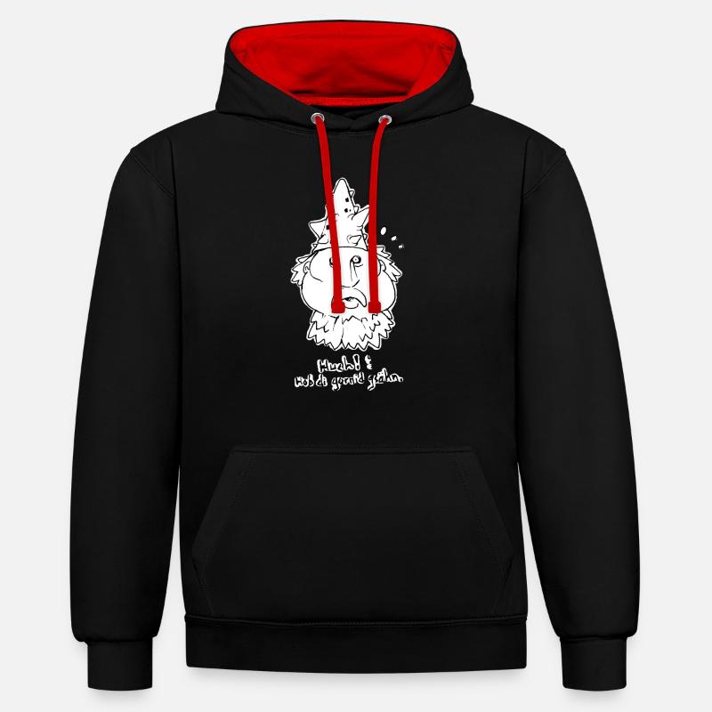 Tête de cactus peur - Sweat à capuche contrasté - noir/rouge