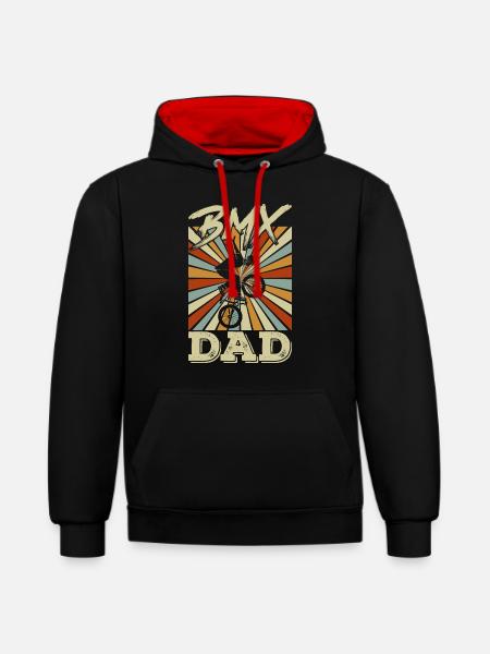 BMX Dad - Vater Eltern - Kontrast-Hoodie - Schwarz/Rot