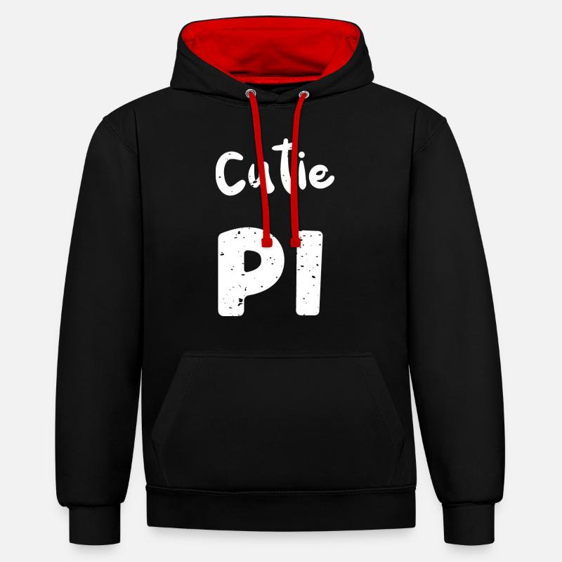 Cutie Pi - Mathématiques - Sweat à capuche contrasté - noir/rouge