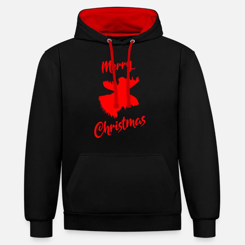 Noël de l’orignal - Sweat à capuche contrasté - noir/rouge