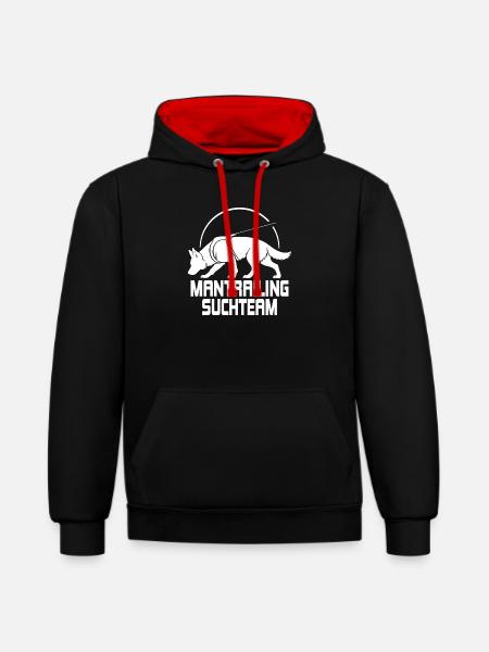 German Shepherd Mantrailing Search Team Dogs - Contrast hoodie - black/red