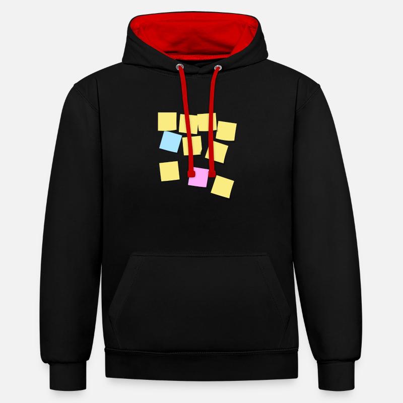 Post-it notes - Sweat à capuche contrasté - noir/rouge