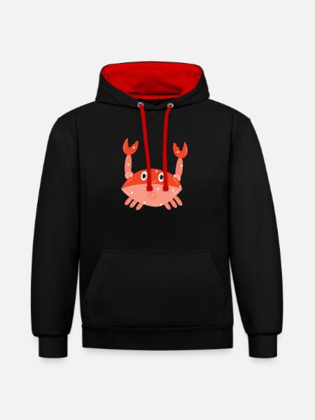 Krebs Sternzeichen - Kontrast-Hoodie - Schwarz/Rot