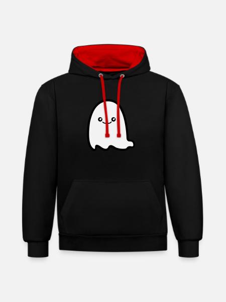 ghost comic - Kontrast-Hoodie - Schwarz/Rot
