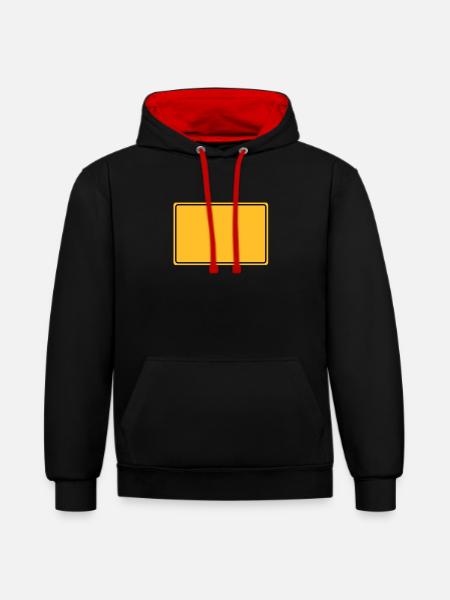 Ortsschild - Kontrast-Hoodie - Schwarz/Rot