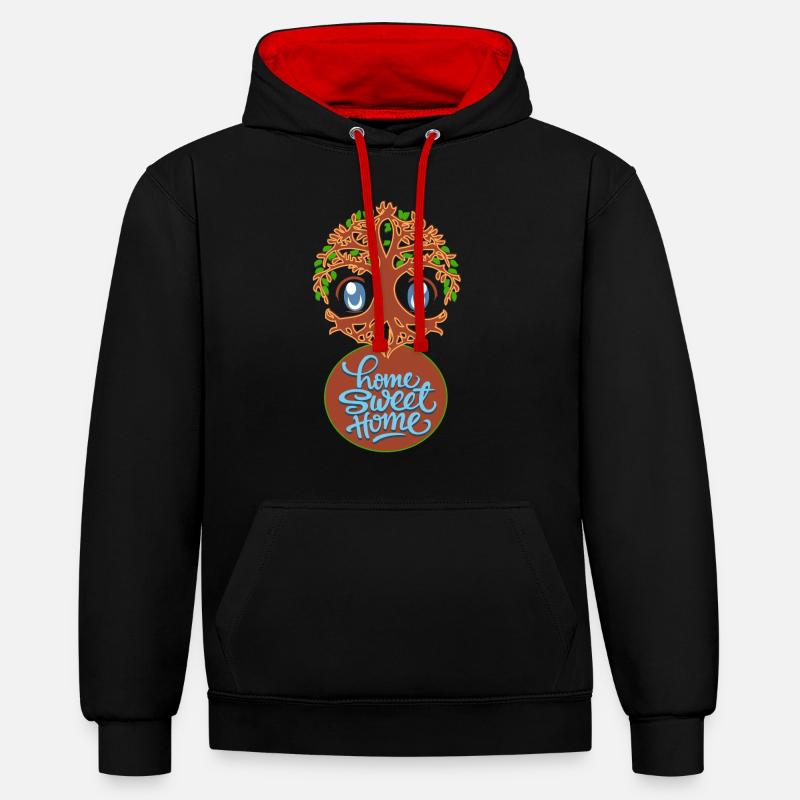 homesweethome - Sweat à capuche contrasté - noir/rouge