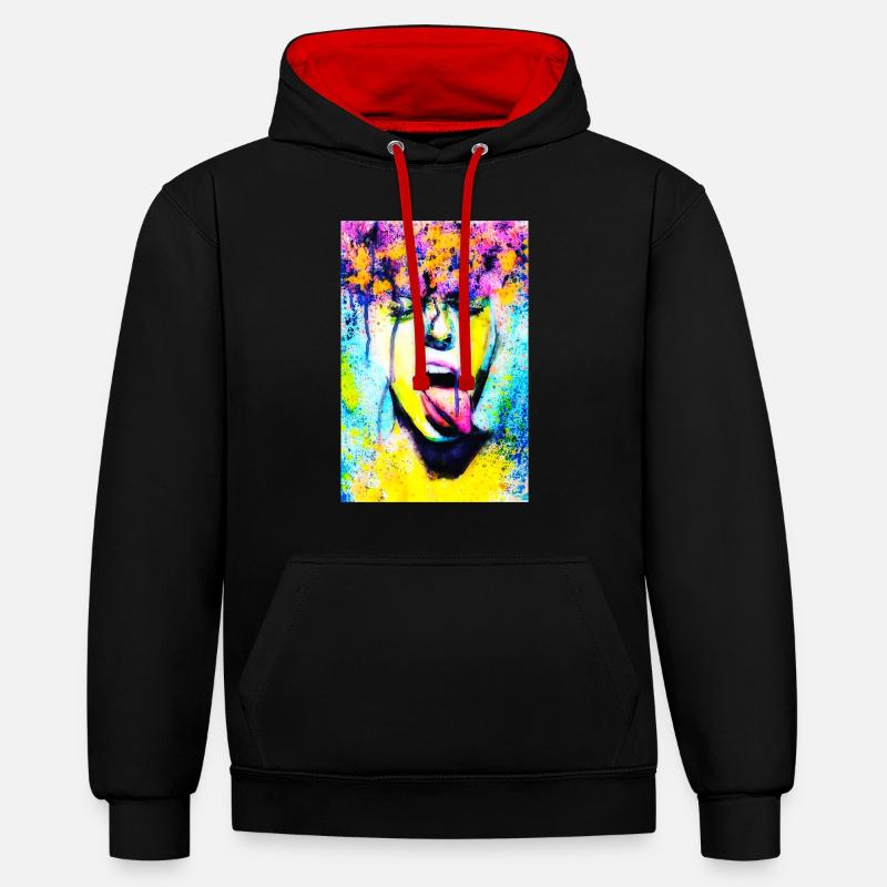 Bääää - Sweat à capuche contrasté - noir/rouge