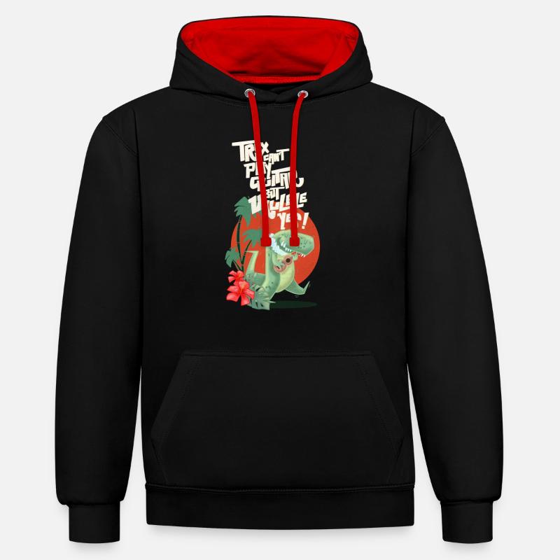 Ukulélé trex - Sweat à capuche contrasté - noir/rouge