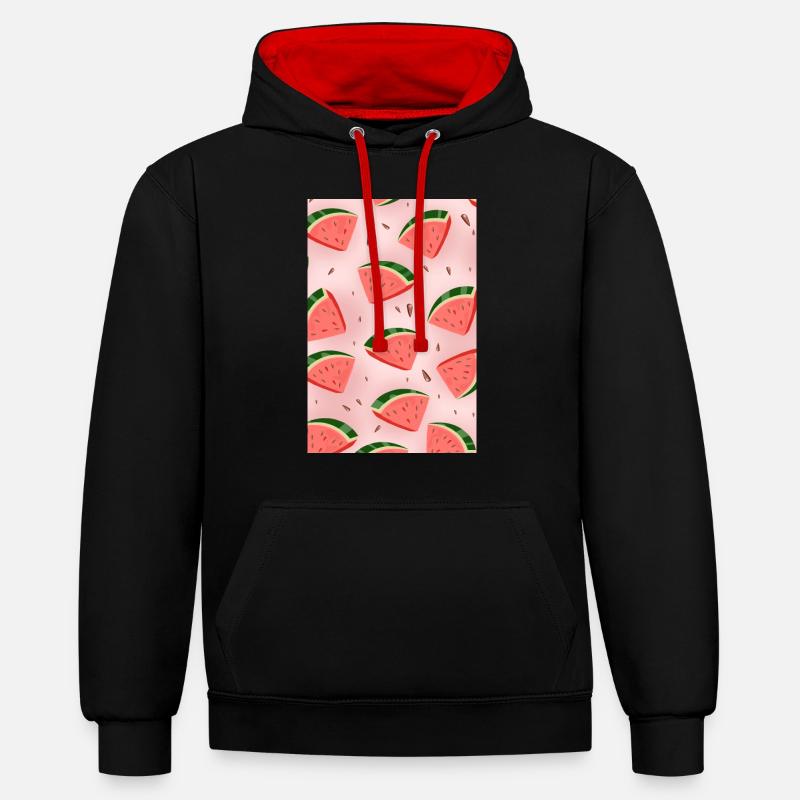 Tranches de pastèque - Sweat à capuche contrasté - noir/rouge