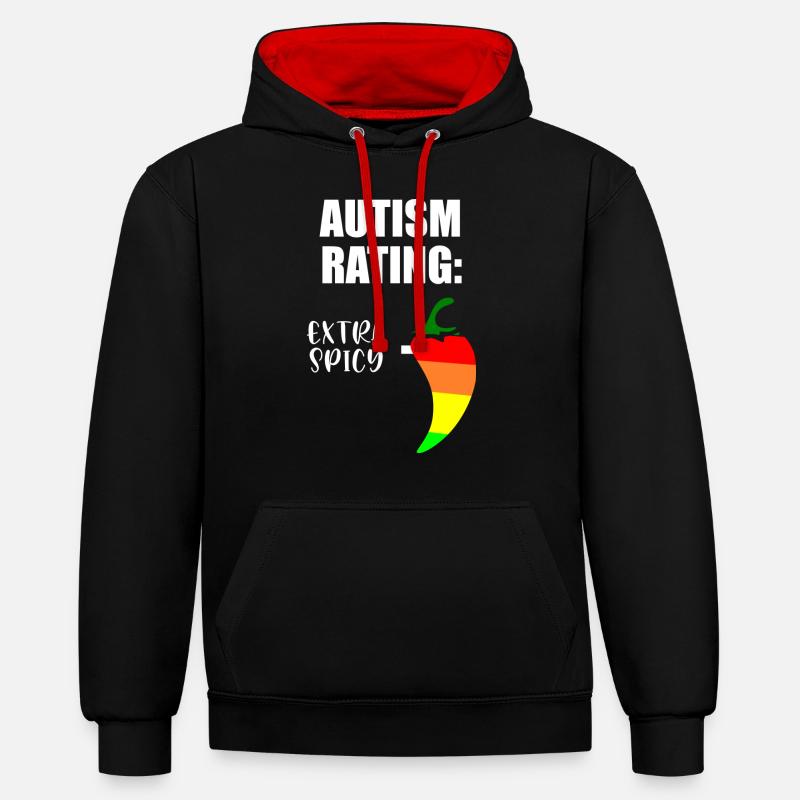 Évaluation de l’autisme - Sweat à capuche contrasté - noir/rouge