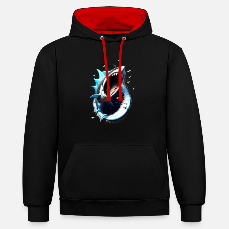 sharknado #1 - Sweat à capuche contrasté - noir/rouge