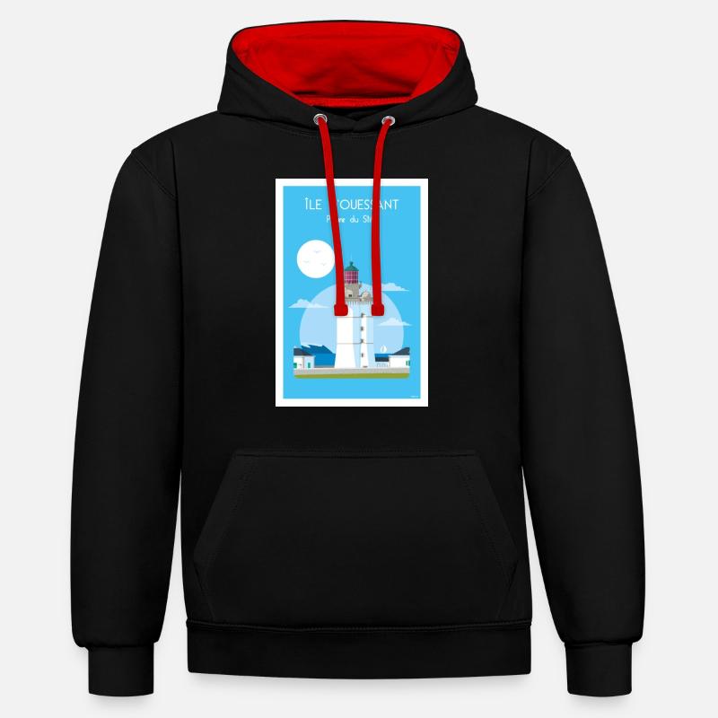 PHARE DU STIFF - Sweat à capuche contrasté - noir/rouge