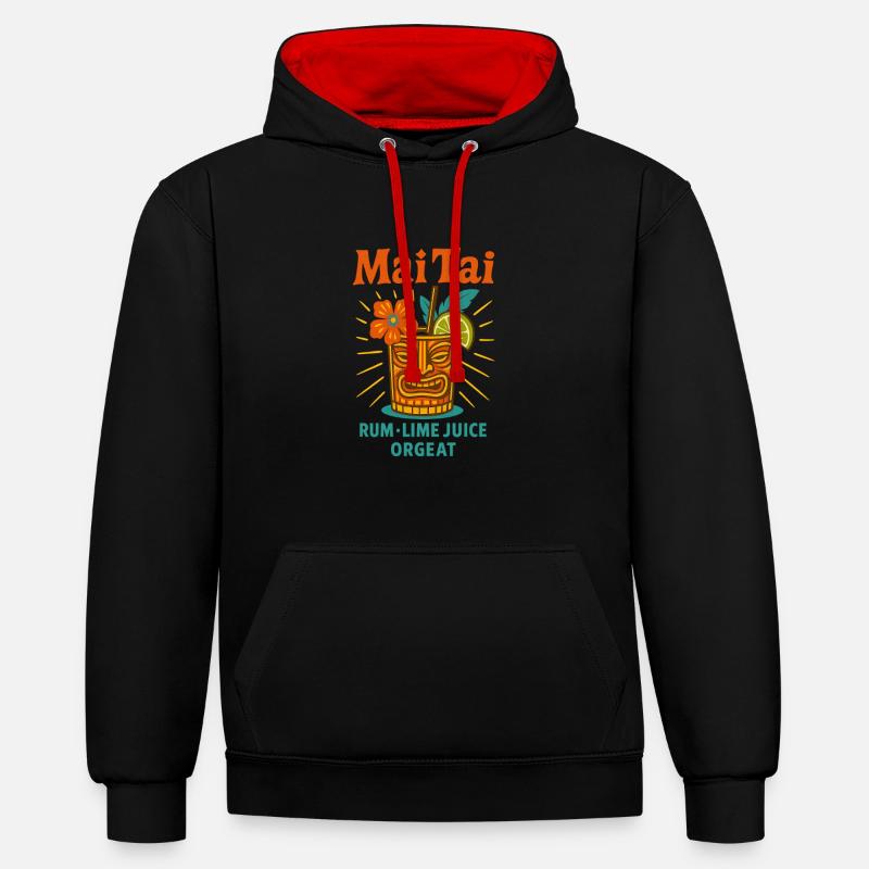 Mai Tai - Sweat à capuche contrasté - noir/rouge