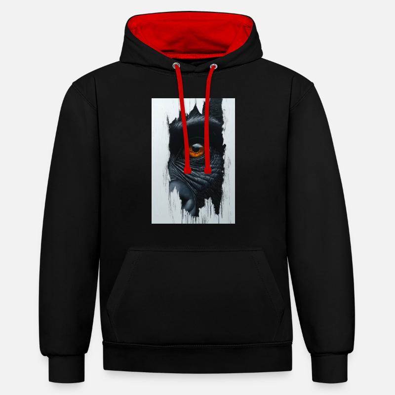 Durchdringender Urblick - Kontrast-Hoodie - Schwarz/Rot