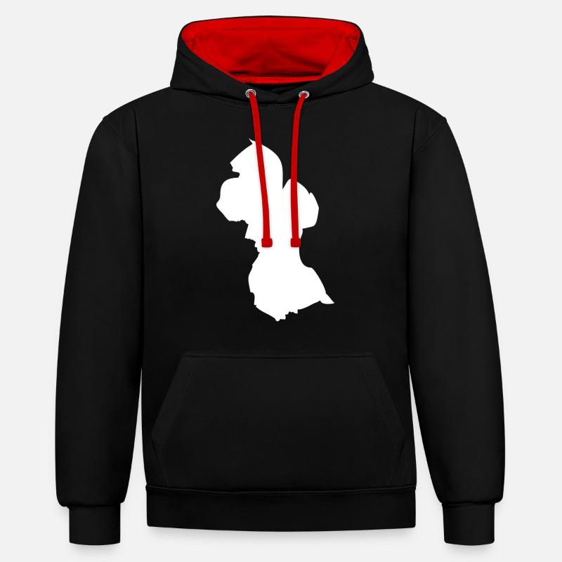 Drapeau de carte Guyane - Sweat à capuche contrasté - noir/rouge