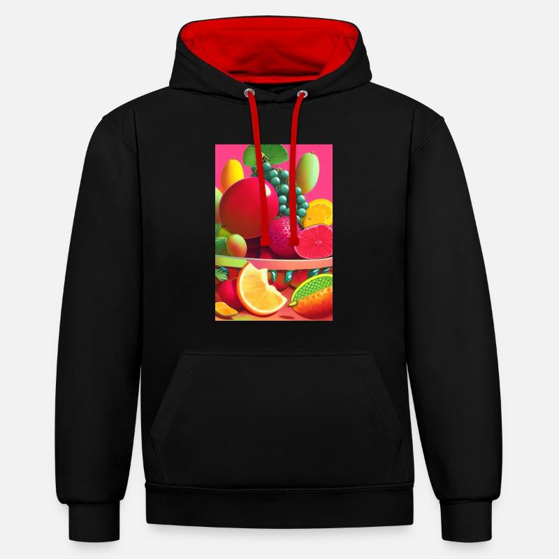 Fruit - Sweat à capuche contrasté - noir/rouge