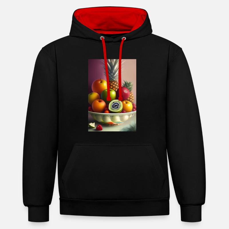 Fruit - Sweat à capuche contrasté - noir/rouge