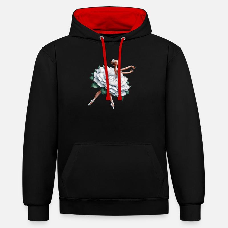 Danseuse de ballet avec tutu - Sweat à capuche contrasté - noir/rouge