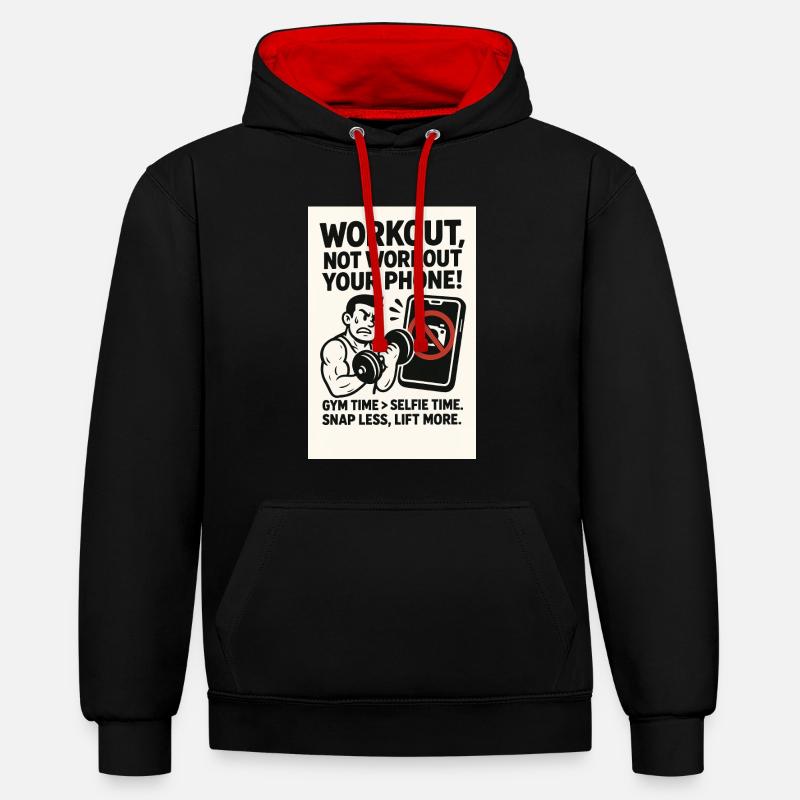 Snap Less Lift More - Sweat à capuche contrasté - noir/rouge