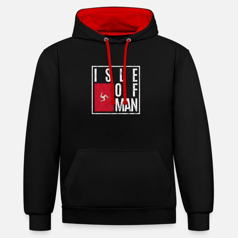 Île de Man - Sweat à capuche contrasté - noir/rouge