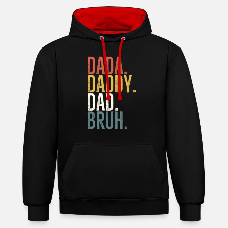 Dada Papa Papa Bruh - Sweat à capuche contrasté - noir/rouge