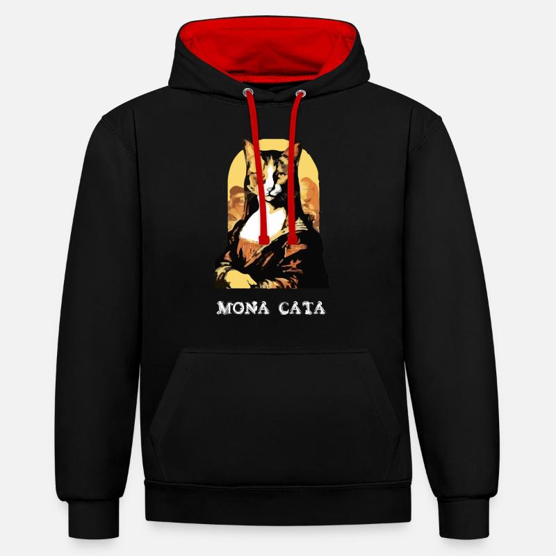 Mona cata - Sweat à capuche contrasté - noir/rouge