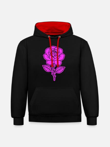 Rose Contour - Contrast hoodie - black/red
