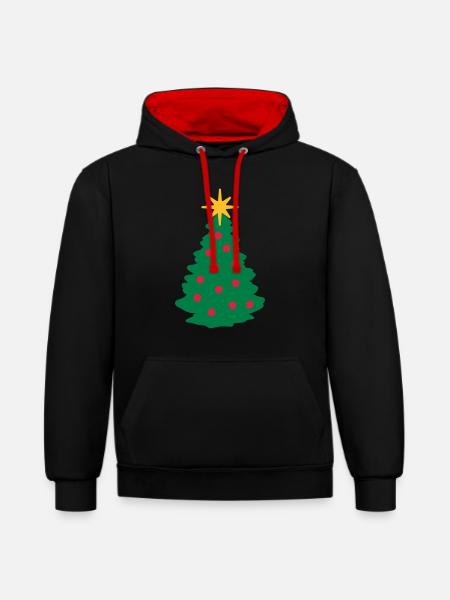 Christmas Tree - Contrast hoodie - black/red