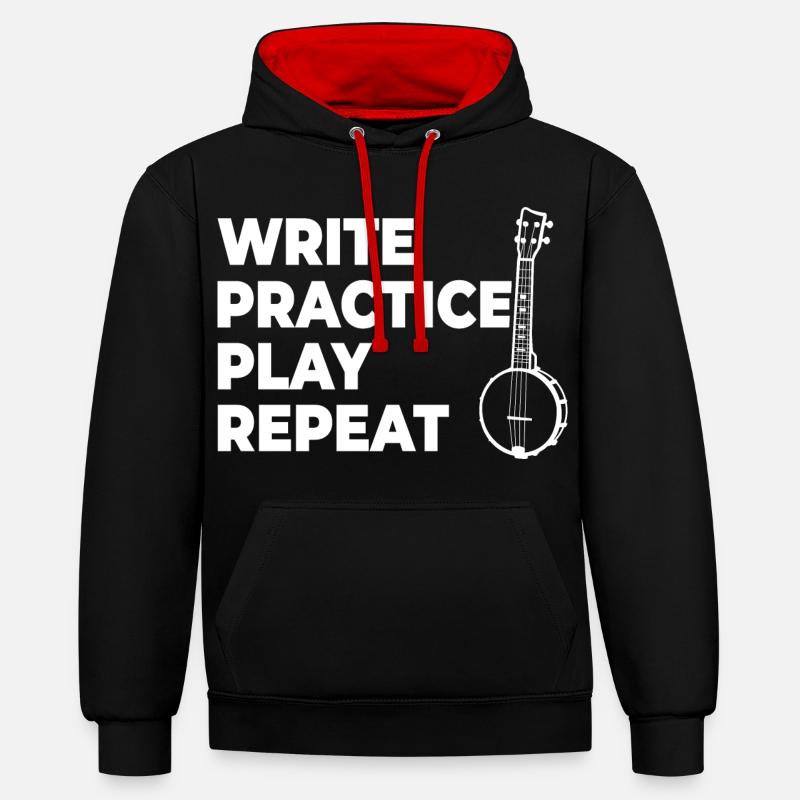 Writing, practicing, playing, repeating - Contrast hoodie - black/red