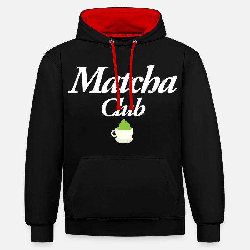 Matcha Club - Sweat à capuche contrasté - noir/rouge