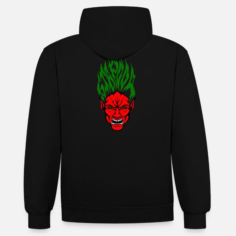 Stapooa Dämon Farbe - Kontrast-Hoodie - Schwarz/Rot