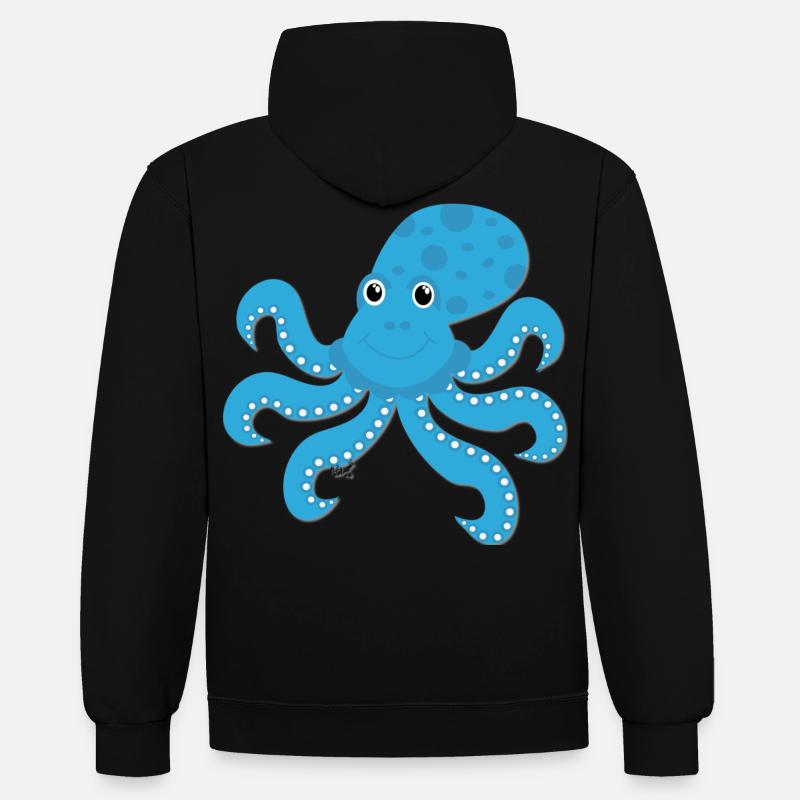 Kraken - Sweat à capuche contrasté - noir/rouge