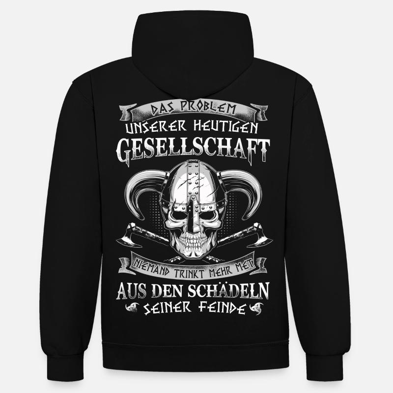 Problem der Gesellschaft - Kontrast-Hoodie - Schwarz/Rot