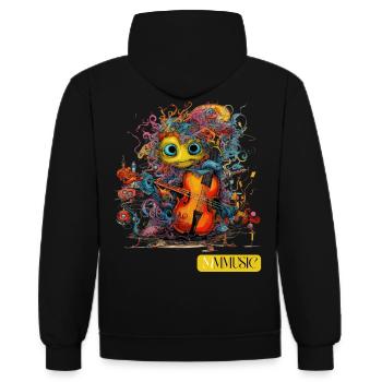 Shirt: Cute Monster Music Instrument Süß - Kontrast-Hoodie - Schwarz/Rot - Hinten - Nico (186cm)