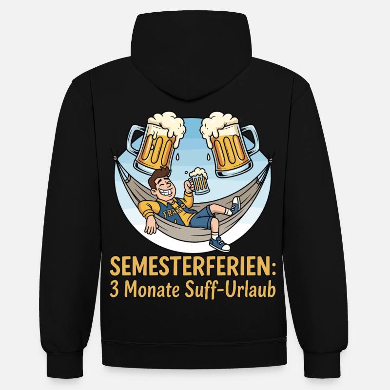 Vacances semestrielles : Vacances alcoolisées - Sweat à capuche contrasté - noir/rouge
