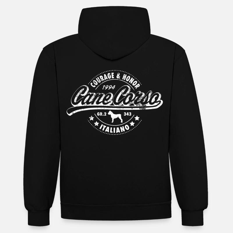 Cane Corso - Kontrast-Hoodie - Schwarz/Rot